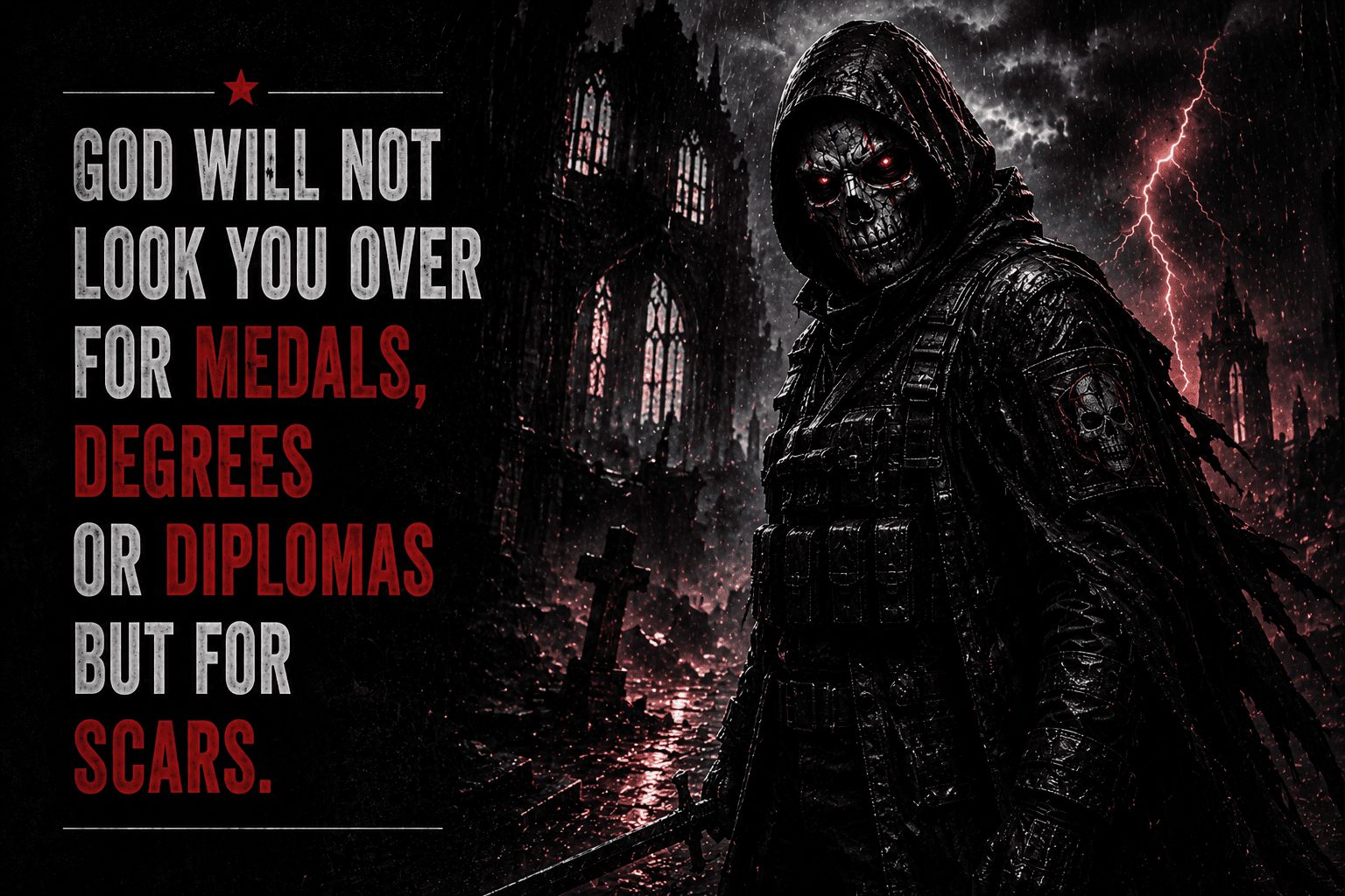 God Will Not Look You Over for Medals, Degrees or Diplomas, But for Scars 1 God Looks for Scars